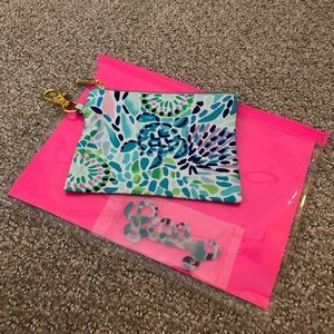 Lilly Pulitzer blue Ibiza open water zip pouch and mask extender (kids size)